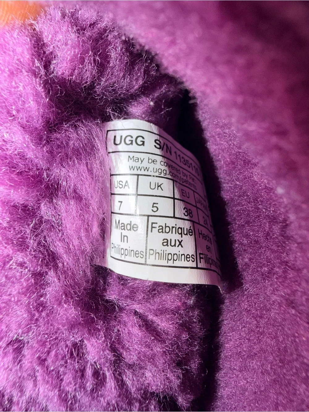 UGG Classic Short II Purple Sheepskin Suede Boots Size 7